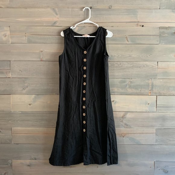 Philosophy Dresses & Skirts - PHILOSOPHY | Women’s Black Sleeveless Linen Button Down Midi Dress Size 14